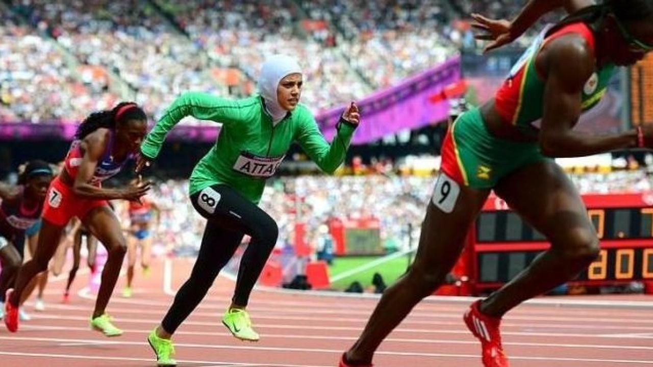 Women from different countries around the world competing at the Olympics.
