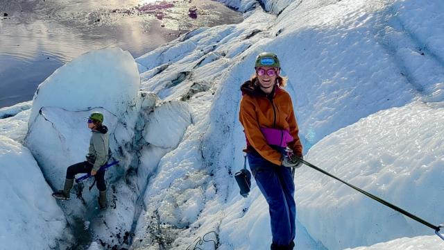 Molly repelling down glacier ice