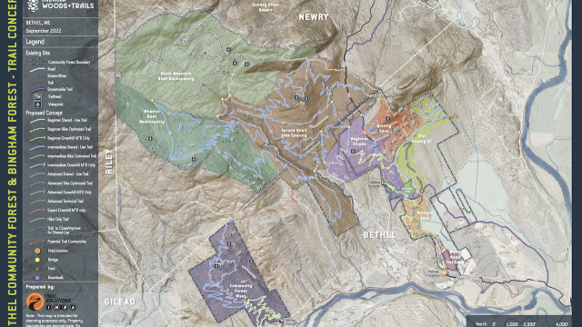 Map of the trail plan for Bethel Community Forest, where I did most of my trail work this summer.