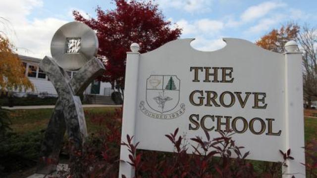 The Grove School sign as you enter the campus