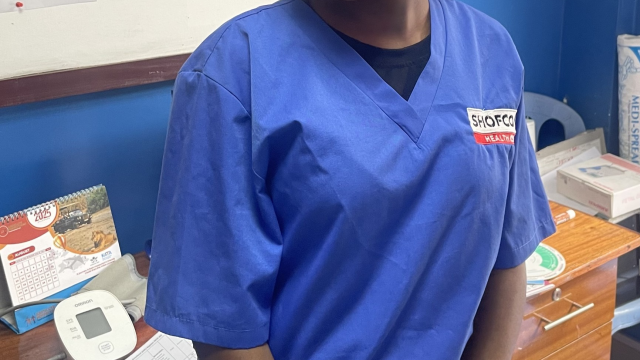 A picture of myself at SHOFCO Mathare clinic, in the antenatal care (ANC) department.