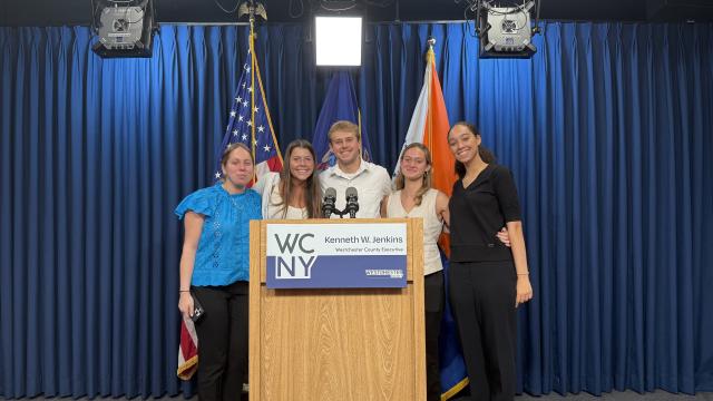 A photo of a group of us interns after our state of the county address. 