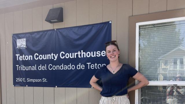 Photo in front of Teton County Courthouse
