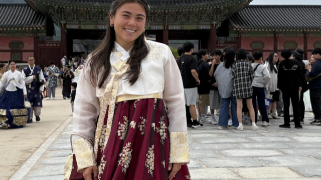 This photo was taken at the Gyeongbokgung Palace in Seoul, South Korea.