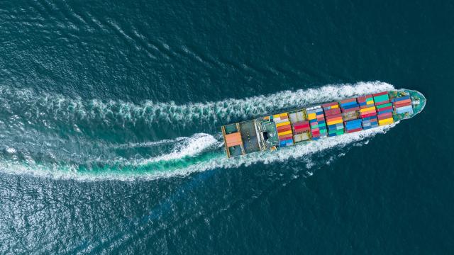 Container ship at sea