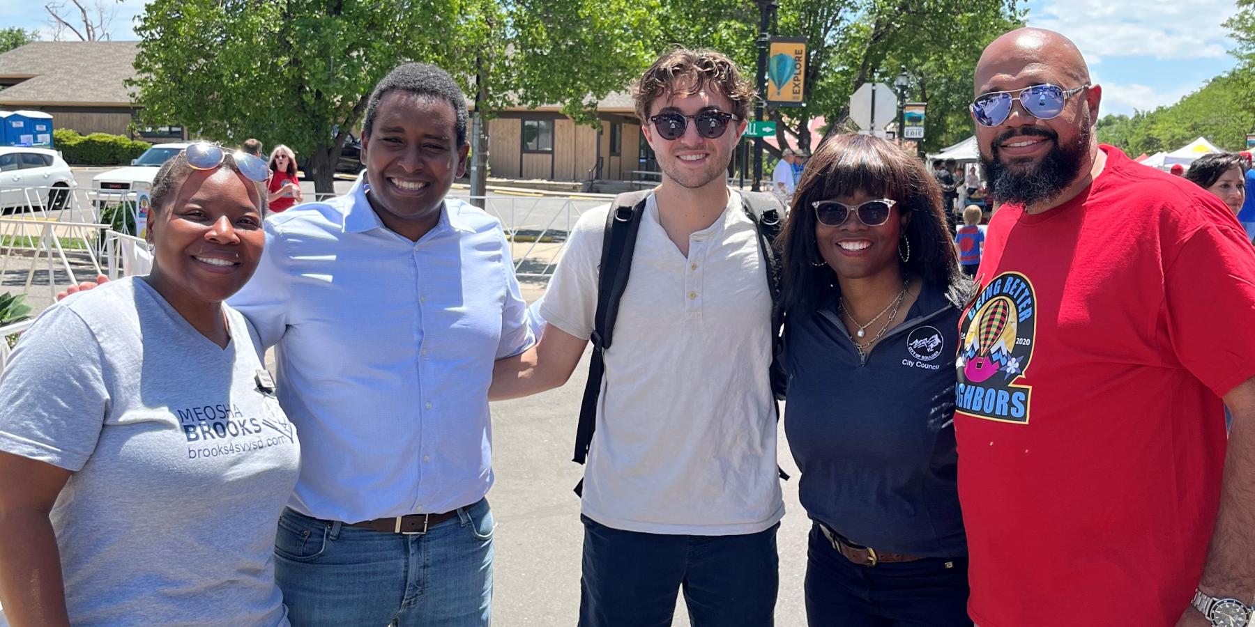 Me with Councilmember Junie Joseph, Congressman Joe Neguse, Mayor Justin Brooks, and Education Board member Meosha Brooks