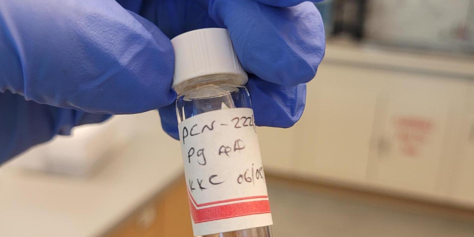 This is the MOF,PCN-222(H2) that i synthesized and worked with during the summer