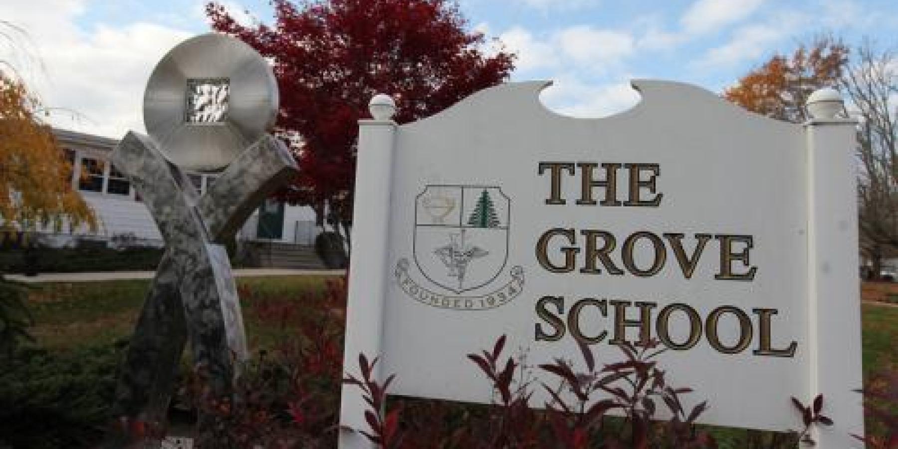 The Grove School sign as you enter the campus