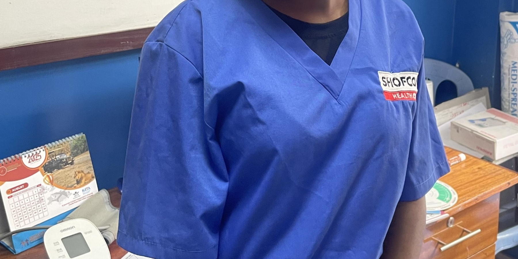 A picture of myself at SHOFCO Mathare clinic, in the antenatal care (ANC) department.