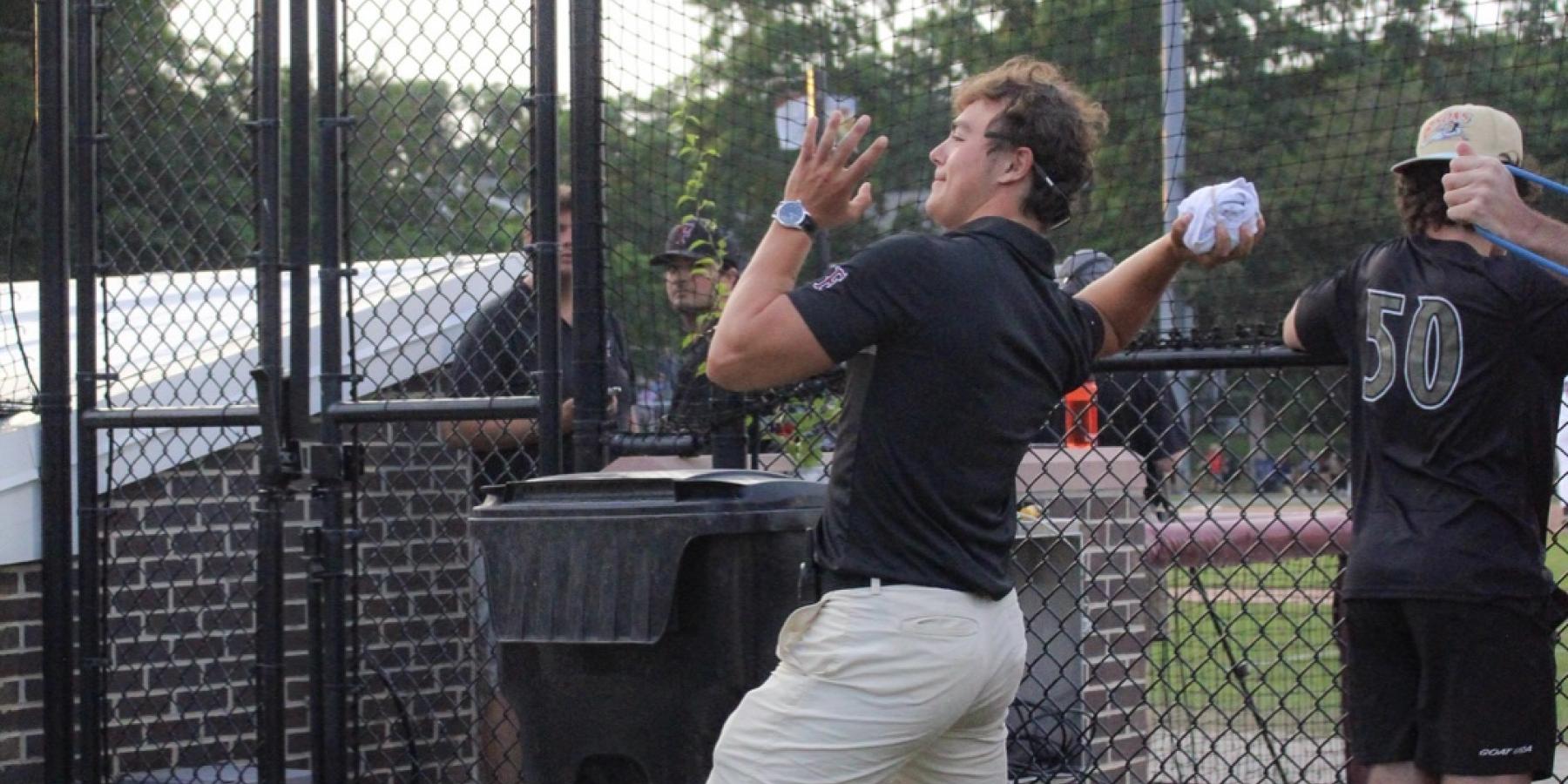 Launching t-shirts into fan section