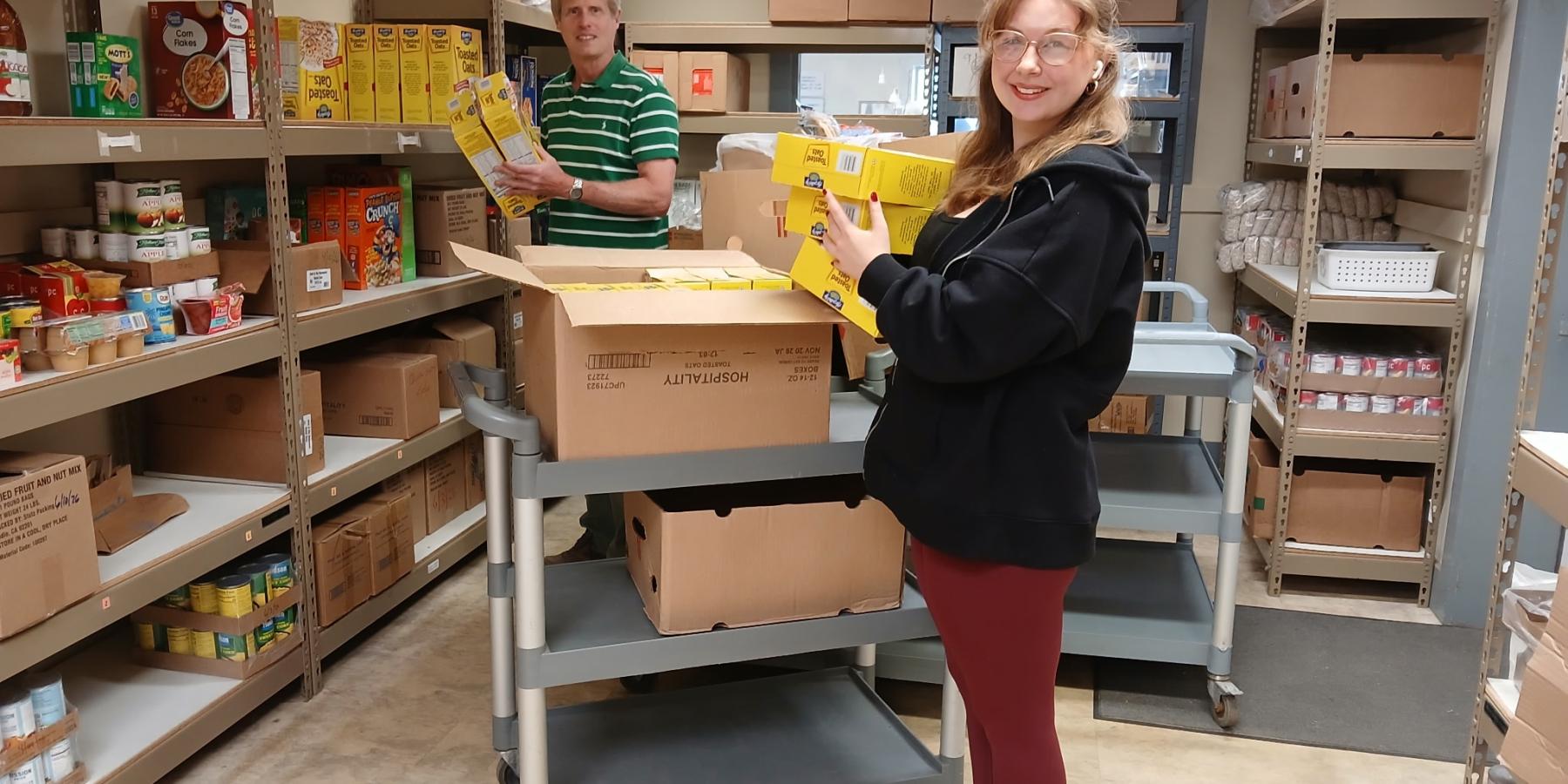 Brianna and Arthur Working in the Pantry