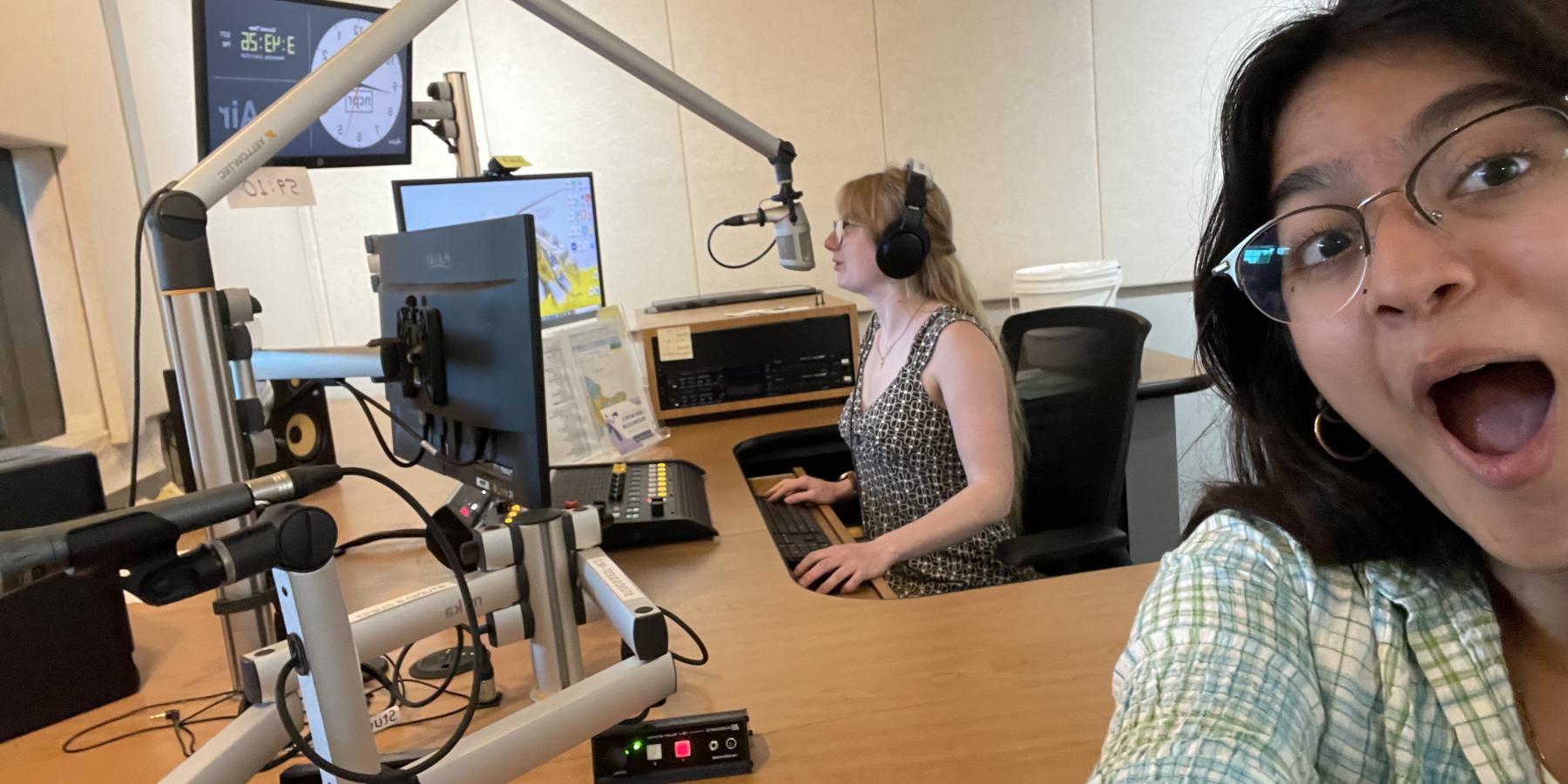 Two women in a radio studio