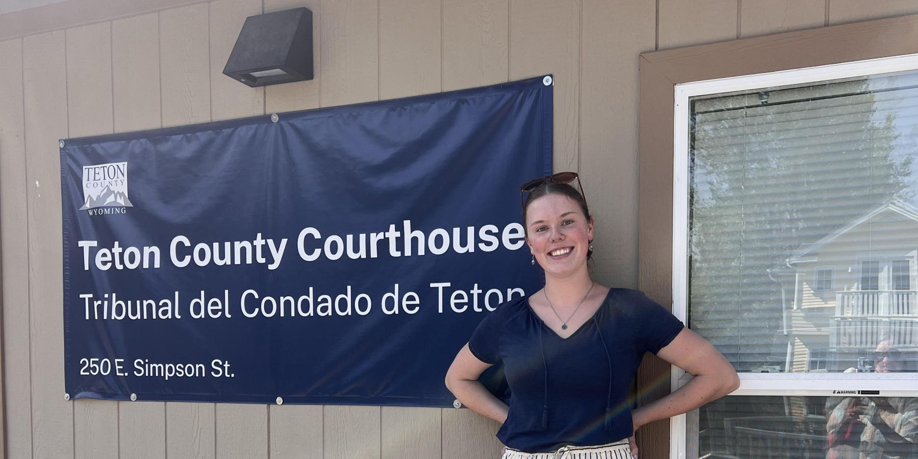 Photo in front of Teton County Courthouse
