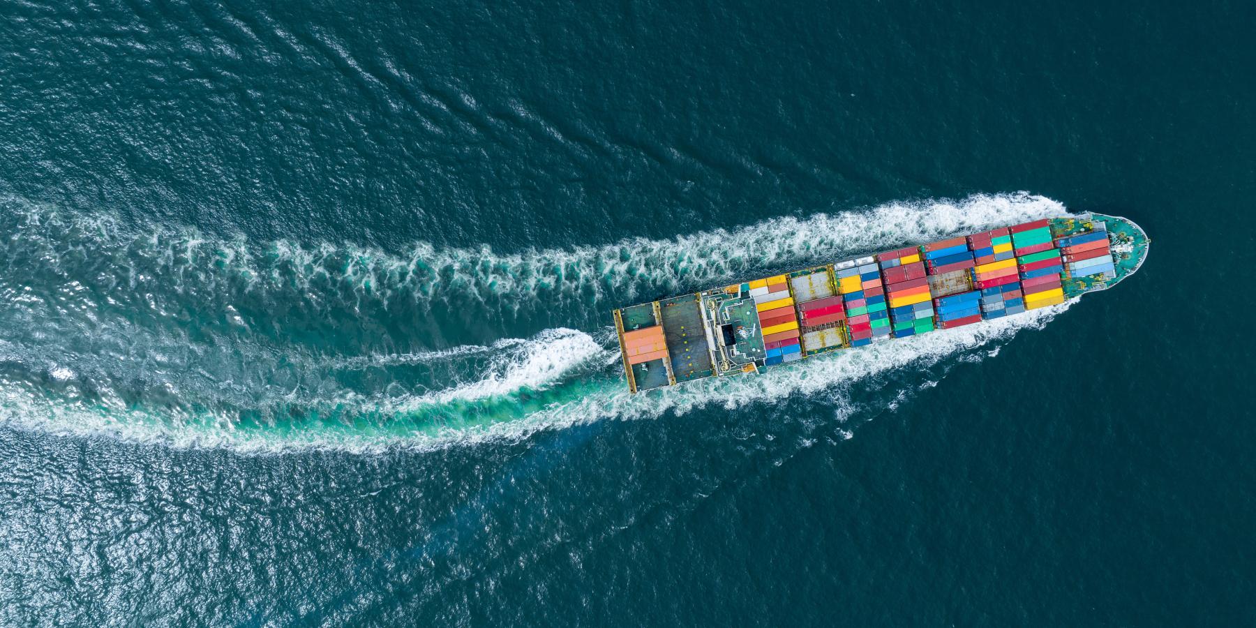 Container ship at sea