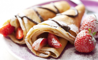 Crepes with Nutella and strawberries