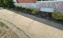 Chalk art on Hospital siding done by Rehab Participants 6/25/2024