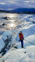 Molly repelling down glacier ice