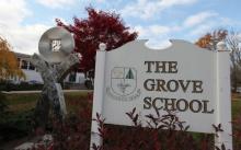 The Grove School sign as you enter the campus