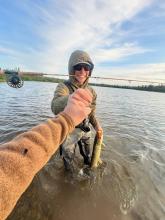 After a long day of fly fishing for Pike, we finally got the perfect shot and celebrated it. 