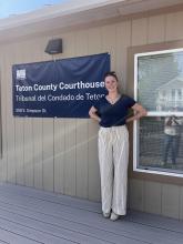 Photo in front of Teton County Courthouse
