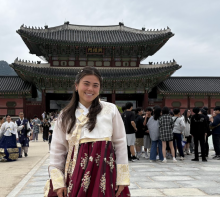 This photo was taken at the Gyeongbokgung Palace in Seoul, South Korea.