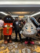 Me with two of Hershey's Mascots Reeses and Kiss