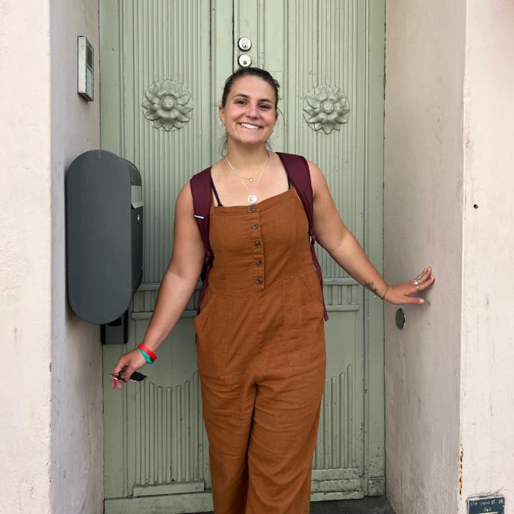 Standing in a doorway near the DIS Campus in Copenhagen