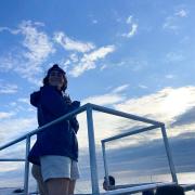 Jane on the observation deck of the whale watch