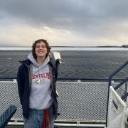 Photo of Mathilda Rice on the Lake Champlain ferry on my way to Burlington