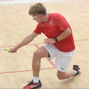 This is a picture of me playing squash for the Saints.